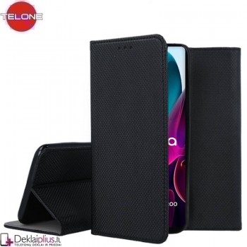 Telone atverčiamas dėklas - juodas (telefonams Motorola Moto G200 5G)